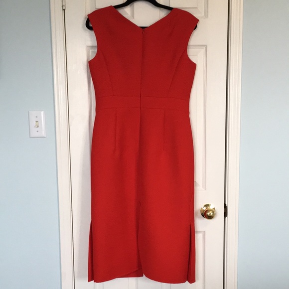 NWT Akris Red Double Face Wool VNeck Sheath Dress with Pockets - Picture 6 of 13